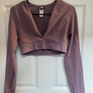 Wild Fable Mauve Long Sleeve Crop Top